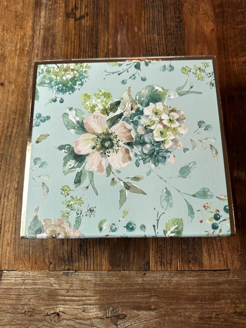 Floral  Art in Teal and Pink - empty box